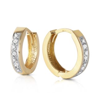 ALARRI 0.04 Carat 14K Solid Gold Hoop Huggie Earrings Diamond