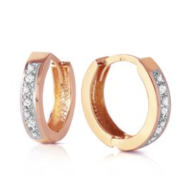ALARRI 0.04 CTW 14K Solid Rose Gold Hoop Huggie Earrings Diamond