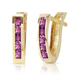 ALARRI 0.85 CTW 14K Solid Gold Oval Huggie Earrings Purple Amethyst