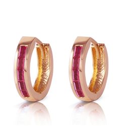 ALARRI 1.3 Carat 14K Solid Rose Gold Hoop Earrings Natural Ruby