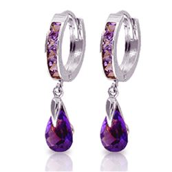 ALARRI 3.3 CTW 14K Solid White Gold Huggie Earrings Dangling Amethyst