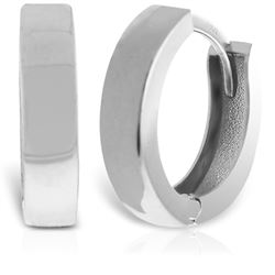 ALARRI 14K Solid White Gold Endearing Huggie Earrings