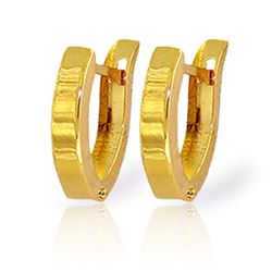 ALARRI 14K Solid Gold Oval Hoop Huggie Earrings