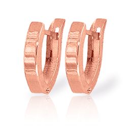 ALARRI 14K Solid Rose Gold Oval Hoop Huggie Earrings