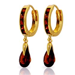 ALARRI 4.3 Carat 14K Solid Gold Hoop Earrings Dangling Garnet