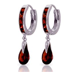 ALARRI 4.3 CTW 14K Solid White Gold Hoop Earrings Dangling Garnet