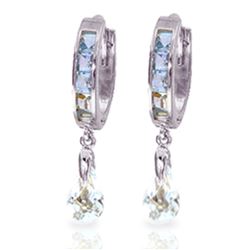 ALARRI 2.95 CTW 14K Solid White Gold Hoops Earrings Aquamarine