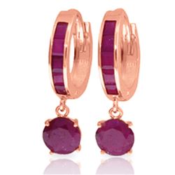 ALARRI 3.3 Carat 14K Solid Rose Gold Huggie Earrings Natural Ruby