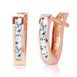 ALARRI 0.85 Carat 14K Solid Rose Gold Oval Huggie Earrings Aquamarine