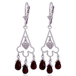 ALARRI 6.33 CTW 14K Solid White Gold Chandelier Diamond Earrings Garnet