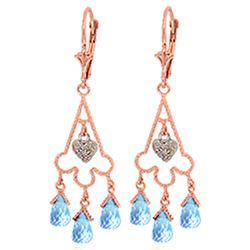 ALARRI 4.83 Carat 14K Solid Rose Gold Chandelier Diamond Earrings Blue Topaz