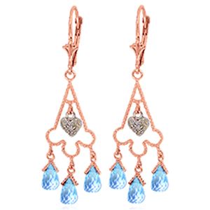 ALARRI 4.83 Carat 14K Solid Rose Gold Chandelier Diamond Earrings Blue Topaz