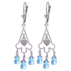 ALARRI 4.83 Carat 14K Solid White Gold Chandelier Diamond Earrings Blue Topaz