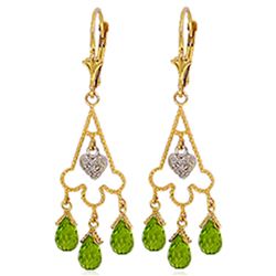 ALARRI 4.83 Carat 14K Solid Gold Chandelier Diamond Earrings Peridot