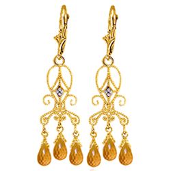 ALARRI 4.21 CTW 14K Solid Gold Chandelier Diamond Earrings Citrine