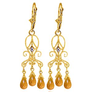 ALARRI 4.21 CTW 14K Solid Gold Chandelier Diamond Earrings Citrine