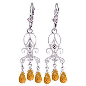 ALARRI 4.21 CTW 14K Solid White Gold Chandelier Diamond Earrings Citrine