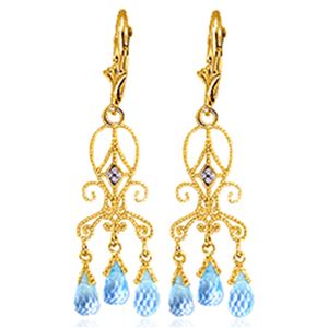 ALARRI 4.81 Carat 14K Solid Gold Chandelier Diamond Earrings Blue Topaz