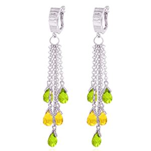 ALARRI 7.3 CTW 14K Solid White Gold Chandelier Earrings Peridot Citrine