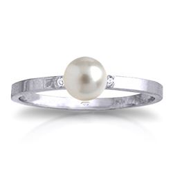 ALARRI 1.02 Carat 14K Solid White Gold Ring Diamond Pearl