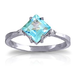 ALARRI 1.77 Carat 14K Solid White Gold Ring Diamond Blue Topaz