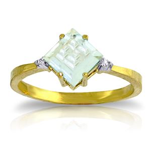 ALARRI 1.77 Carat 14K Solid Gold Ring Diamond Aquamarine