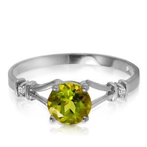 ALARRI 0.87 CTW 14K Solid White Gold Mozart Music Peridot Diamond Ring