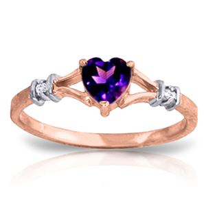 ALARRI 0.47 Carat 14K Solid Rose Gold Rings Natural Diamond Purple Amethyst