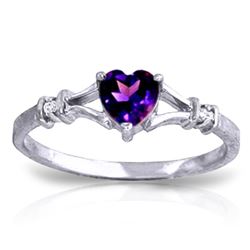 ALARRI 0.47 CTW 14K Solid White Gold Rings Natural Diamond Purple Amethyst