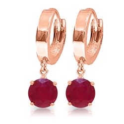 ALARRI 2.5 Carat 14K Solid Rose Gold Hoop Ruby Drop Earrings