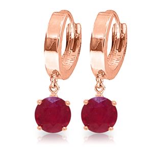 ALARRI 2.5 Carat 14K Solid Rose Gold Hoop Ruby Drop Earrings