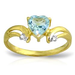 ALARRI 0.96 Carat 14K Solid Gold Slant Of Light Blue Topaz Diamond Ring