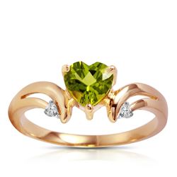 ALARRI 1.26 Carat 14K Solid Rose Gold Ring Diamond Peridot