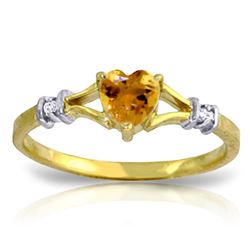 ALARRI 0.47 Carat 14K Solid Gold Rings Natural Diamond Citrine