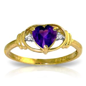 ALARRI 0.96 Carat 14K Solid Gold I Amethyst Love Amethyst Diamond Ring