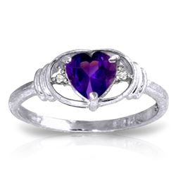 ALARRI 0.96 Carat 14K Solid White Gold First Let Go Amethyst Diamond Ring