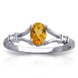 ALARRI 0.46 CTW 14K Solid White Gold Ring Natural Diamond Citrine