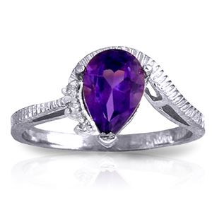 ALARRI 1.52 CTW 14K Solid White Gold Ring Diamond Purple Amethyst