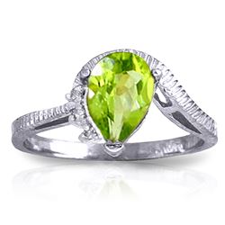 ALARRI 1.52 Carat 14K Solid White Gold Outstretched Hand Peridot Diamond Ring