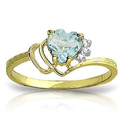 ALARRI 0.97 Carat 14K Solid Gold Ring Natural Diamond Aquamarine