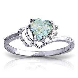 ALARRI 0.97 Carat 14K Solid White Gold Ring Natural Diamond Aquamarine