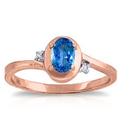 ALARRI 0.51 CTW 14K Solid Rose Gold Rings Diamond Blue Topaz