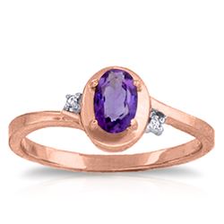 ALARRI 0.51 Carat 14K Solid Rose Gold Rings Diamond Purple Amethyst
