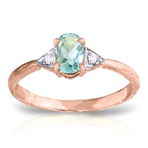 ALARRI 0.46 Carat 14K Solid Rose Gold Oval Aquamarine Diamond Ring