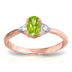 ALARRI 0.46 Carat 14K Solid Rose Gold Oval Peridot Diamond Ring