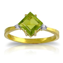 ALARRI 1.77 Carat 14K Solid Gold Stirrings Peridot Diamond Ring