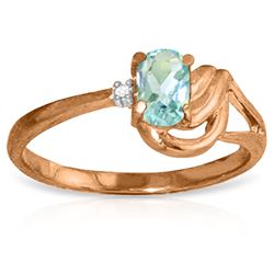 ALARRI 14K Solid Rose Gold Ring w/ Diamond & Aquamarine