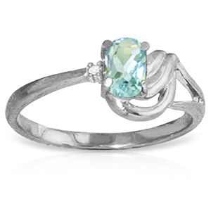 ALARRI 0.46 Carat 14K Solid White Gold Moonriver Aquamarine Diamond Ring