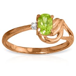ALARRI 14K Solid Rose Gold Ring w/ Natural Diamond & Peridot