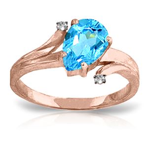 ALARRI 1.51 Carat 14K Solid Rose Gold Lovelight Blue Topaz Diamond Ring